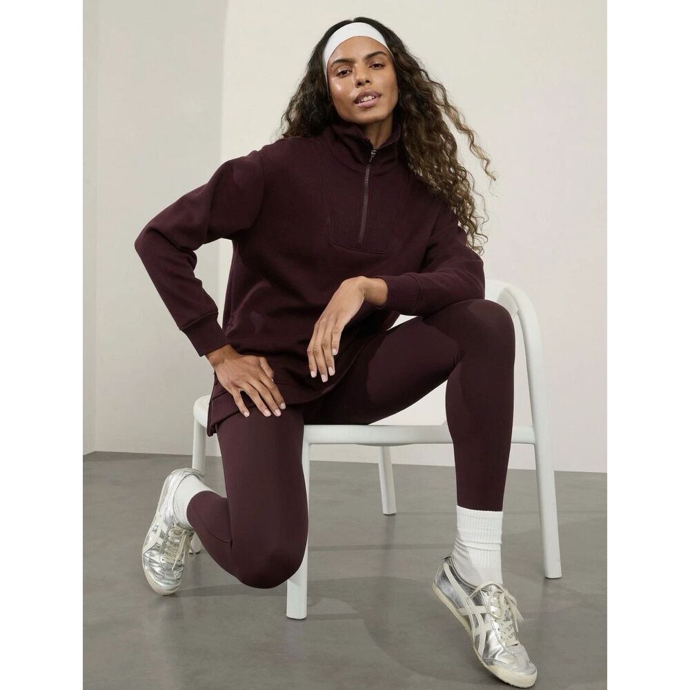 Athleta Cozy Karma 1/2 Zip Sweatshirt size small women's purple burgundy